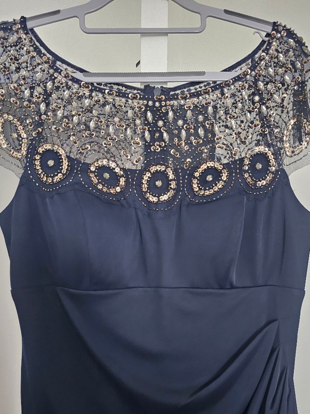 Xscape Navy Beaded Formal Gown - Size 12P